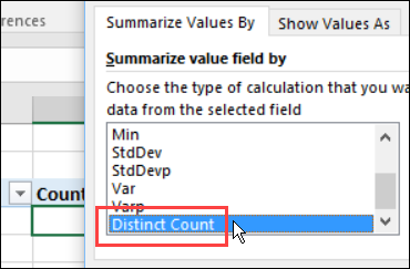Distinct Count In Excel Pivot Table Excel Pivot Tables