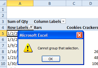 error - cannot group that selection