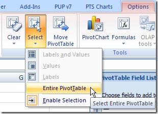 PivotTableSelect