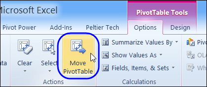 Quickly Move a Large Pivot Table