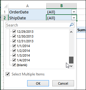 dynamic date filters not available
