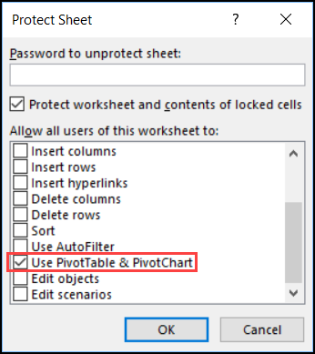 Pivot Table on a Protected Sheet