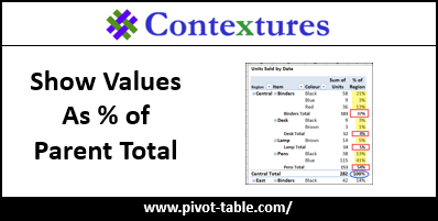 Show Values As % of Parent Total https://www.pivot-table.com/