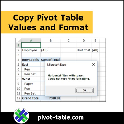 Copy Pivot Table Values and Formatting
