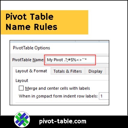 Excel Pivot Table Name Rules Excel Pivot Tables