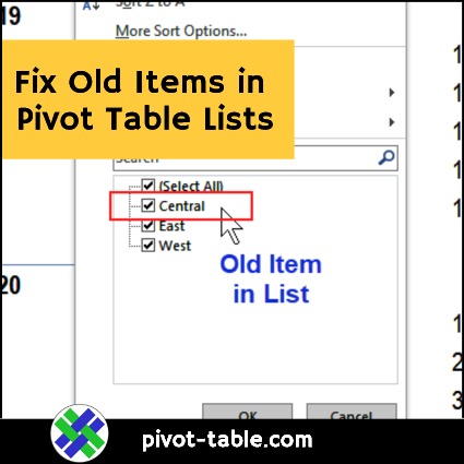 Fix Old Items in Excel Pivot Table