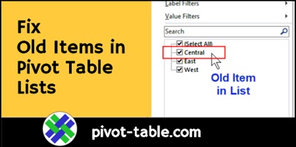 Fix Old Items in Excel Pivot Table