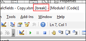 title bar shows break