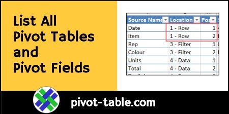 List All Pivot Tables and Pivot Fields