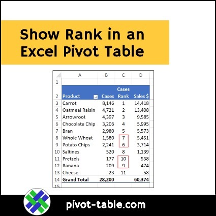 How to Show Rank in an Excel Pivot Table