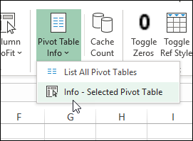 pivot table information command