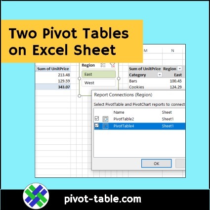 Create and Filter Two Pivot Tables on Excel Sheet