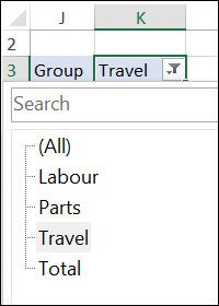 pivot table filter