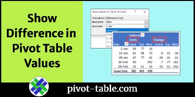 Show Difference in Values in Excel Pivot Table