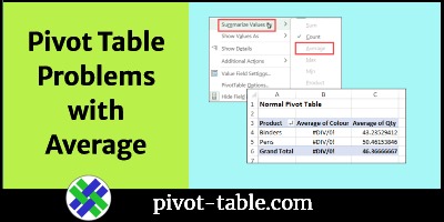Excel Pivot Table Values Problems with Average Function