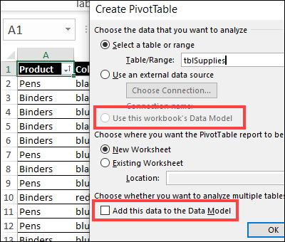 create a normal pivot table