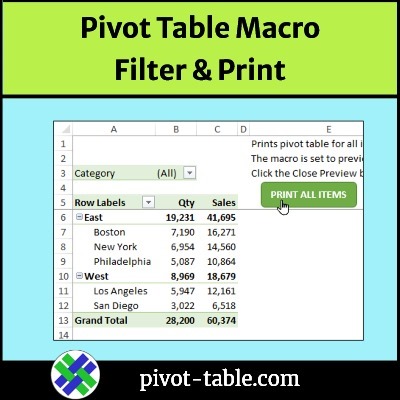 Excel Macro to Filter and Print Quick Pivot Table Reports