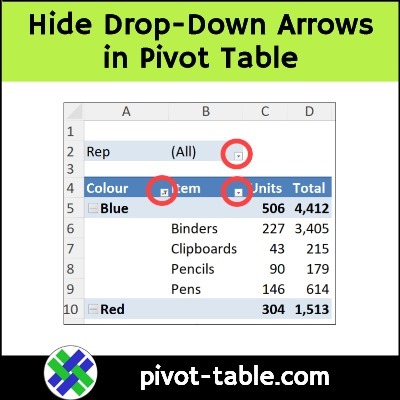 Hide Drop-Down Arrows in Excel Pivot Table