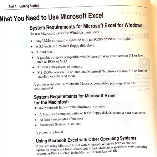 Excel 5.0 System Requirements