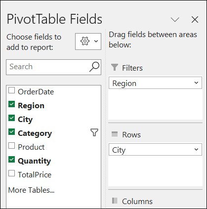 Customize Pivot Table Field List