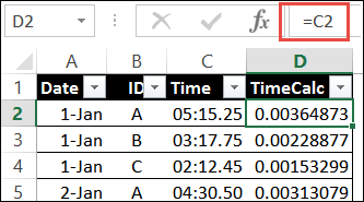 formula with link to original time cell 