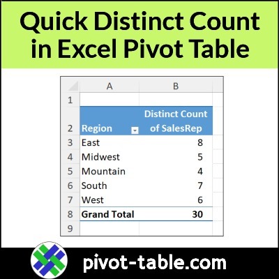 Quick Distinct Count in Excel Pivot Table