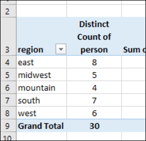 Get Distinct Count in Pivot Table